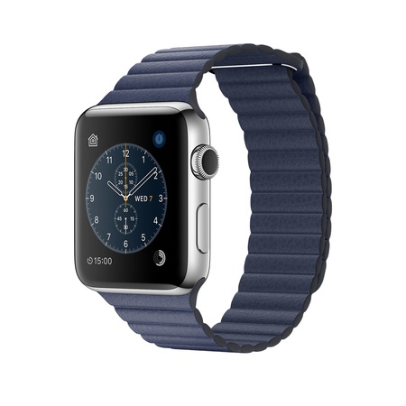Stainless Steel Midnight Blue Leather Loop 42mm