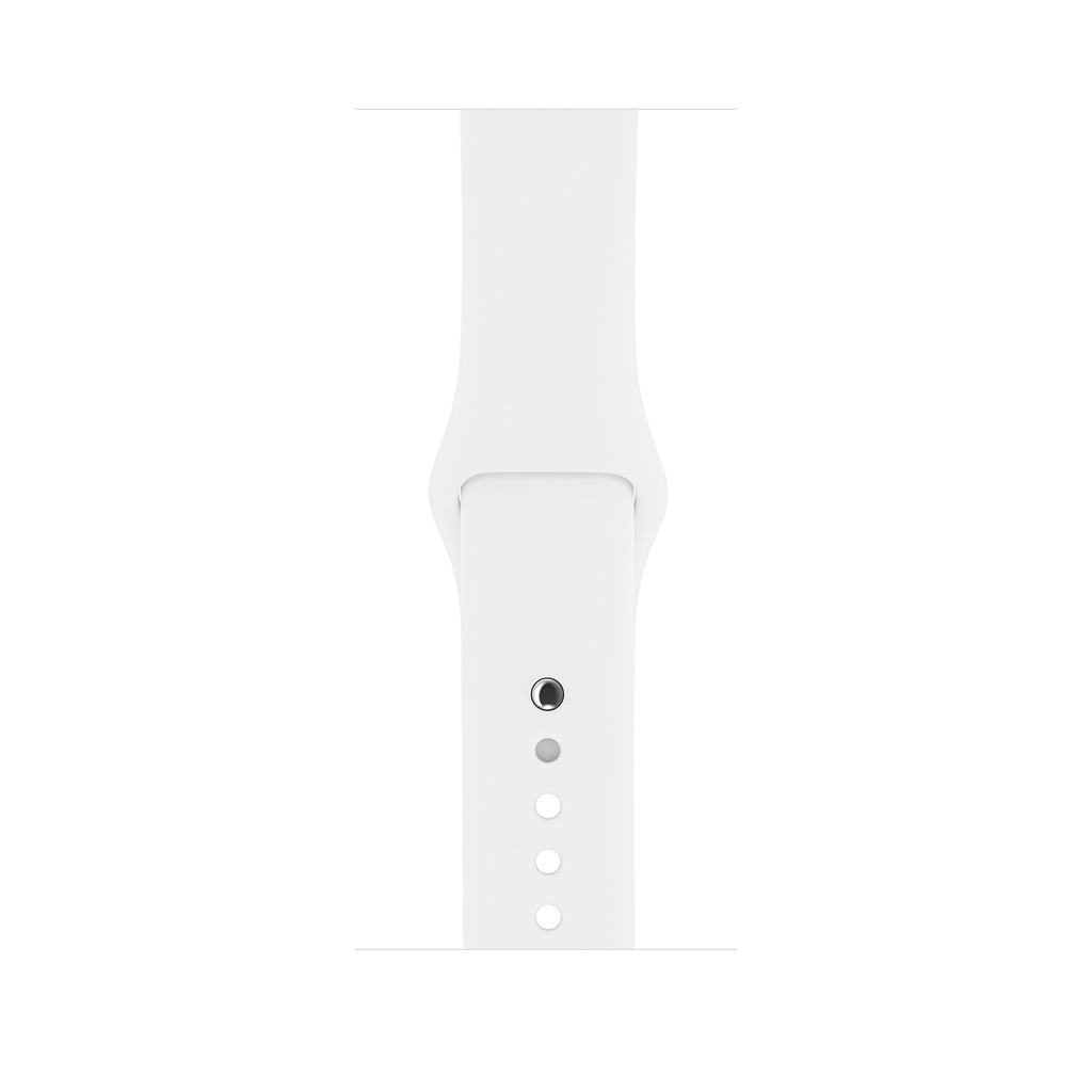 silver aluminum case with white sport band