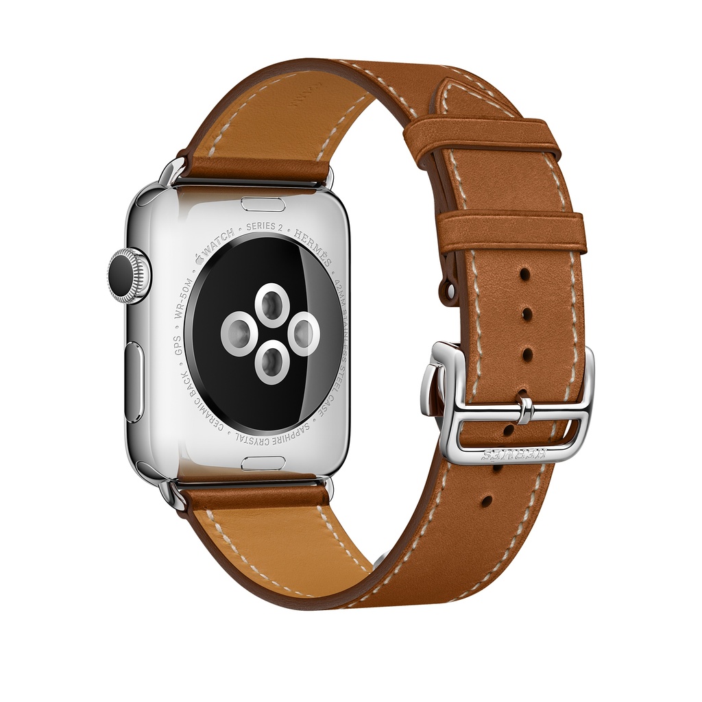 apple watch hermès stainless steel case with fauve barenia leather single tour