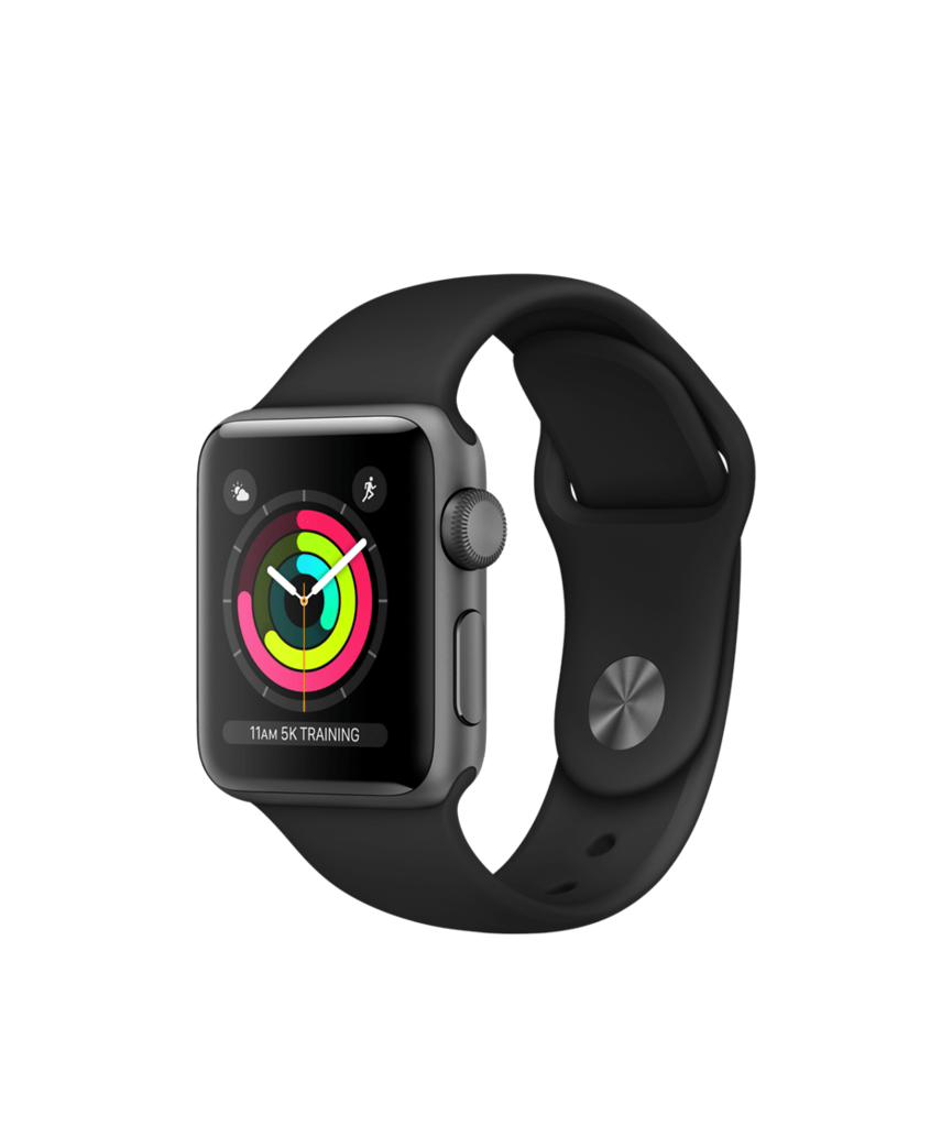apple watch series 3 38mm space grey aluminium case with grey sport band