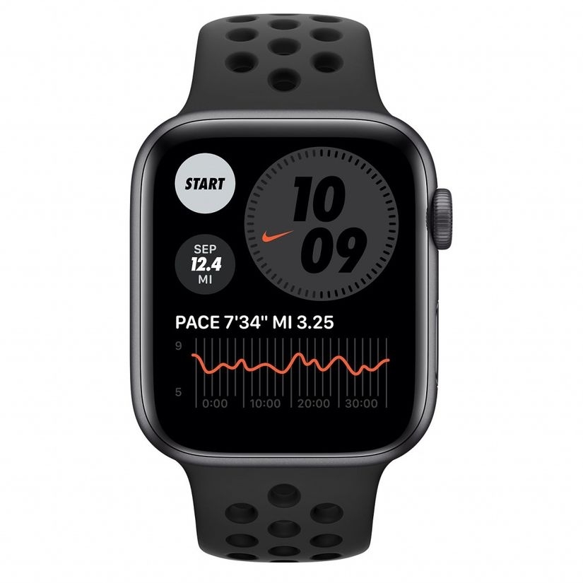 apple watch space gray aluminum case with black sport band 44mm
