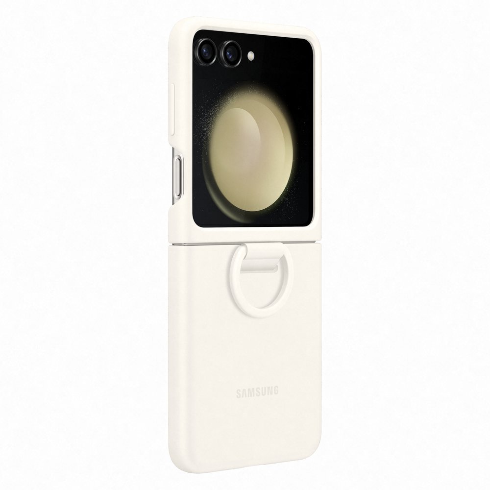 Silicone Cover кейс with Ring за Samsung Galaxy Z Flip 5 - Cream