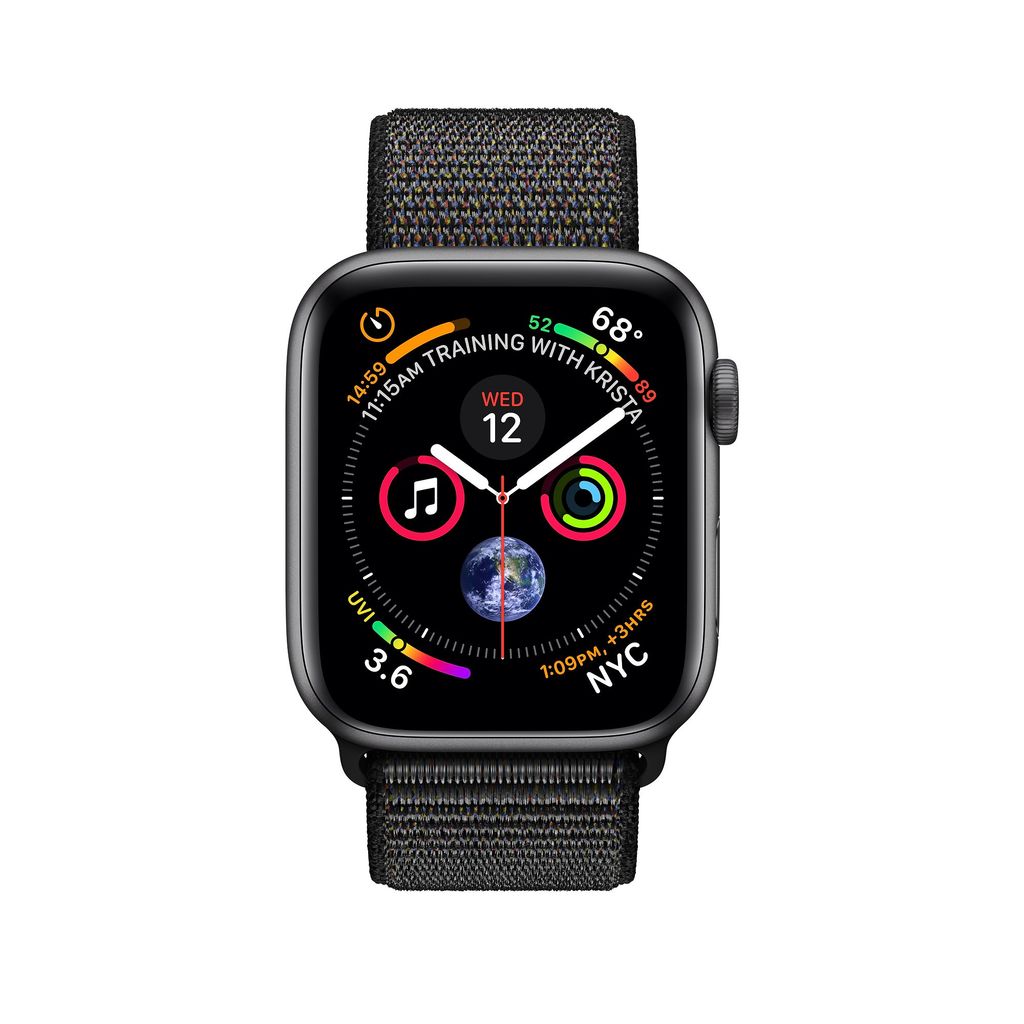 apple watch series 4 space gray aluminum case with black sport loop