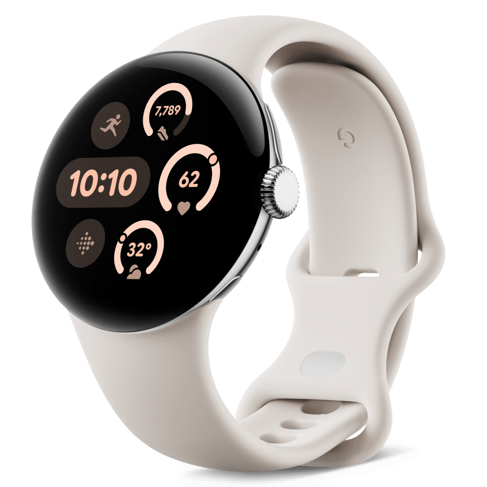 Google Pixel Watch 3 41mm Bluetooth - Polished Silver with Porcelain Band