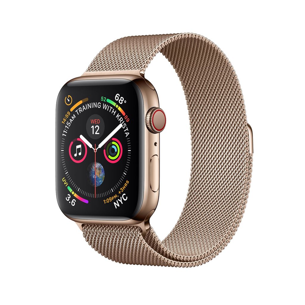 apple watch series 4 44mm stainless steel case with milanese loop