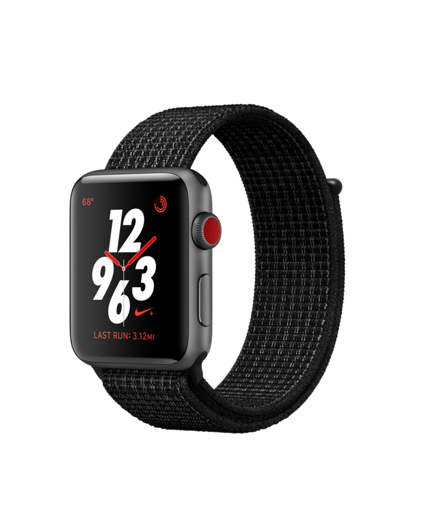 apple watch nike  space gray aluminum case with black nike sport loop