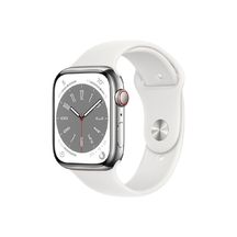 Apple Watch Series 8 GPS + Cellular 45mm Silver Stainless Steel Case with White Sport Band