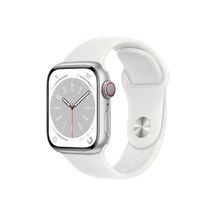 Apple Watch Series 8 GPS + Cellular 41mm Silver Aluminium Case with White Sport Band 