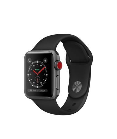  Apple Watch Gray Aluminum Case with Black Band 38mm Series 3 GPS + Cellular