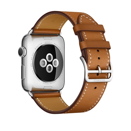 apple watch hermès stainless steel case with fauve barenia leather single tour