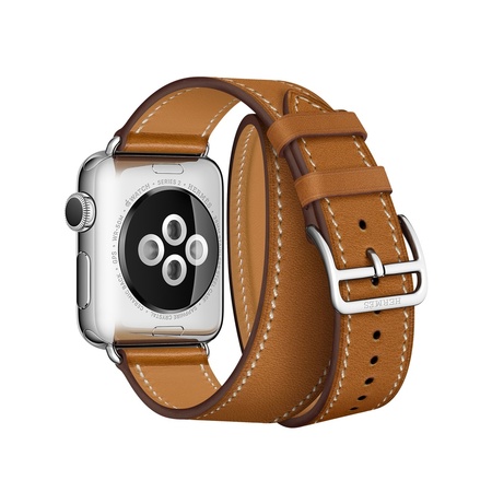 apple watch hermès stainless steel case with fauve barenia leather double tour