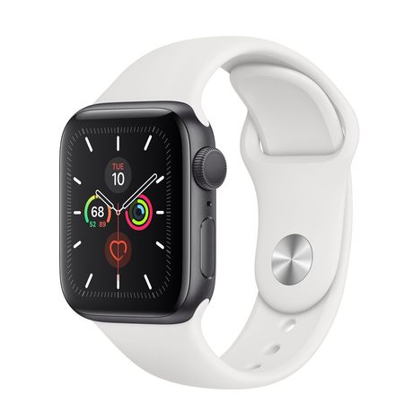 Apple Watch Space Gray Aluminum Case with White Sport Band 40mm Series 5
