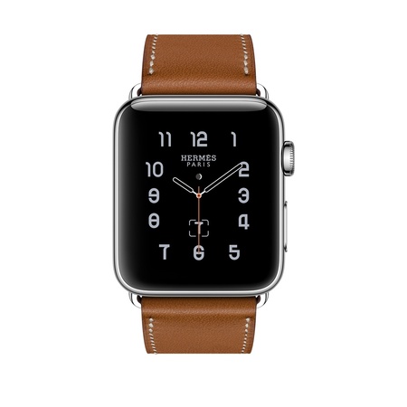 apple watch hermès stainless steel case with fauve barenia leather single tour
