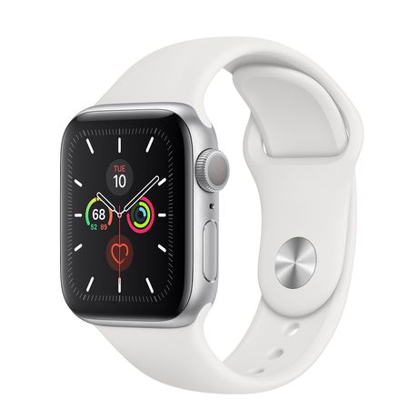 Apple Watch Silver Aluminum Case with White Sport Band 44mm Series 5