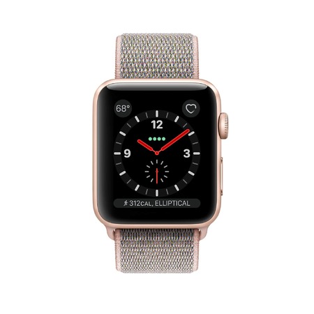 apple watch gold aluminum case with pink sand sport loop