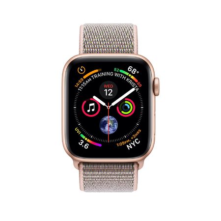 apple watch gold aluminum case with pink sand sport loop