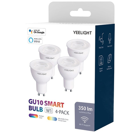 Xiaomi Yeelight GU10 Smart LED Bulb W1 Multiple Color 4 pack 4 крушки