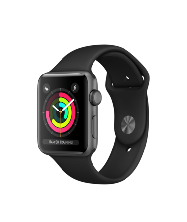 Apple Watch Space Gray Aluminum Case with Black Band 42mm Series 3 GPS