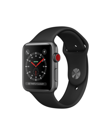 Apple Watch Gray Aluminum Case with Black Band 42mm Series 3 GPS + Cellular