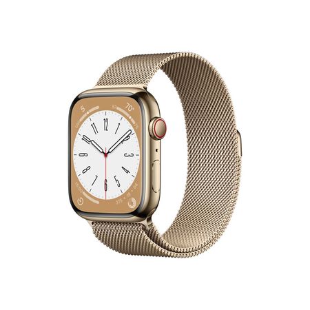 Apple Watch Series 8 GPS + Cellular 45mm Gold Stainless Steel Case with Gold Milanese Loop