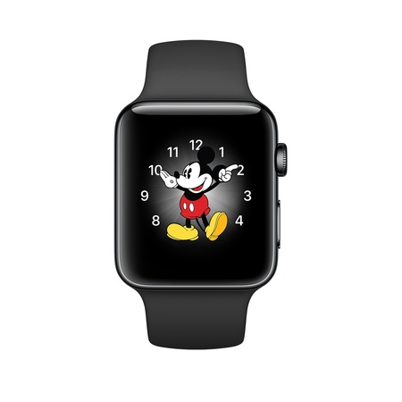 space black stainless steel case with black sport band