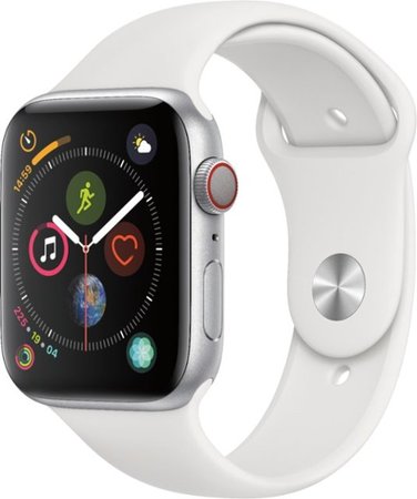 Apple Watch Silver Aluminum Case with White Sport Band 40mm Series 5 GPS + Cellular
