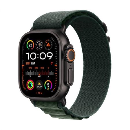 Apple Watch Ultra 2 GPS + Cellular 49mm Black Titan Case with Green Alpine Loop