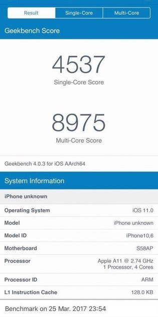 Според изтекъл бенчмарк резултат, iPhone 8 ще бъде следващото най-мощно устройство в света